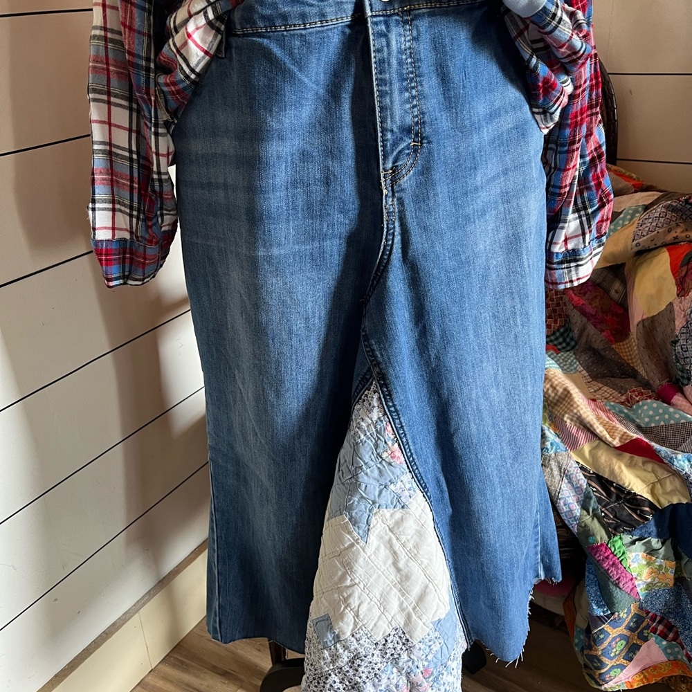 Upcycled Vintage Blue Denim Skirt